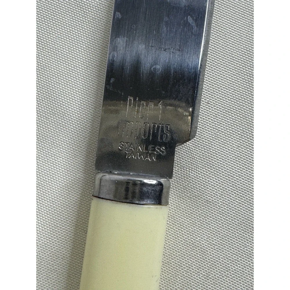 Pier 1 Imports Flatware Set 29 Pc‎ White Handle Stainless Steel Taiwan Vintage